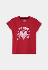 Girls Top Smile Heart Red