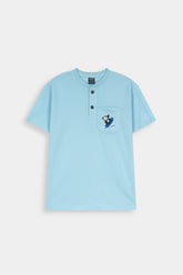 The "Snow Board" Adventure Henley – Cool Sky Blue