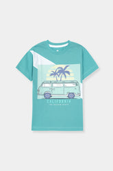 Boy T-Shirt Sea-Green Summer Bus