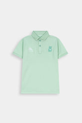 Kids' Argun Athletic Polo – Sage Mint with Graphic Chest Detail