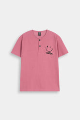 Kids' Rose Pink Textured Knit Henley Shirt