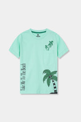 Boys Beach Tree Sea Green T-Shirt