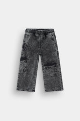 Kids 6 Pocket Baggy Stone Wash Denim Pent