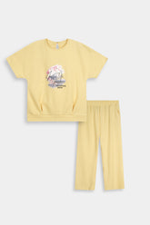 Floral Graphic T-Shirt and Matching Trousers Two-Piece Set