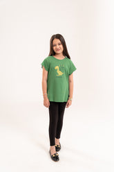 Girls Top Green Dino
