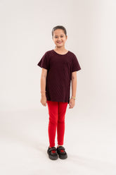 Girls Top Jakuard Black Mehroon