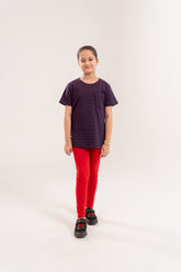 Girls Top Striper Navy Red-Shirt