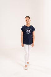 Girls Top Navy With White Horse