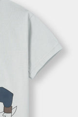 Boys Grey Dino Crew T-Shirt With Navy Shorts