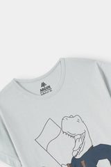 Boys Grey Dino Crew T-Shirt With Navy Shorts
