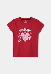 Girls Top Smile Heart Red