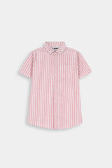 Blush Pink Strip  Smart Casual Shirt For Kids