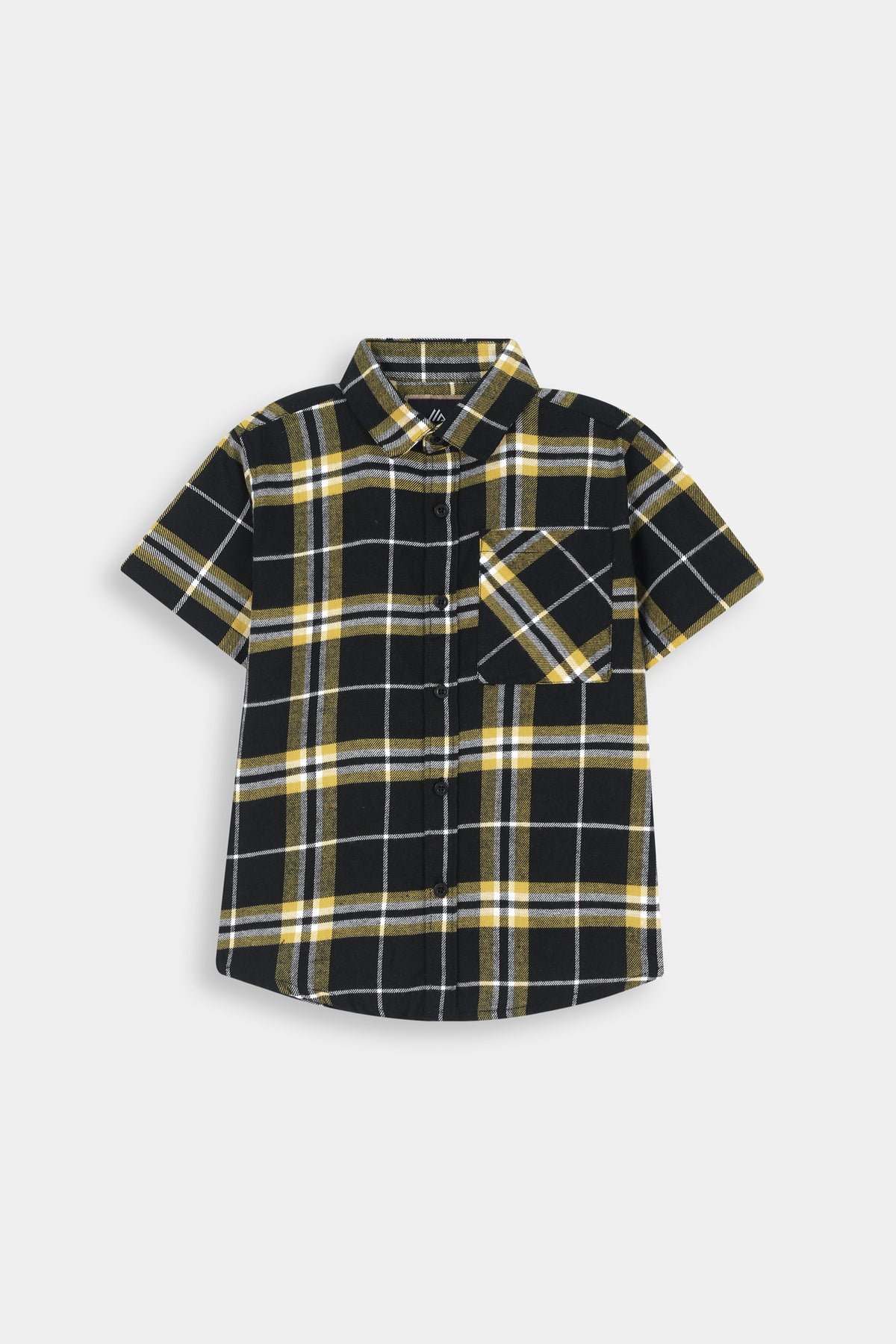 Classic Black Yellow  Check Casual Shirt For Kids