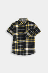 Classic Black Yellow  Check Casual Shirt For Kids