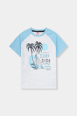 Boy T-Shirt White- Blue Surf Side Pair Shorts
