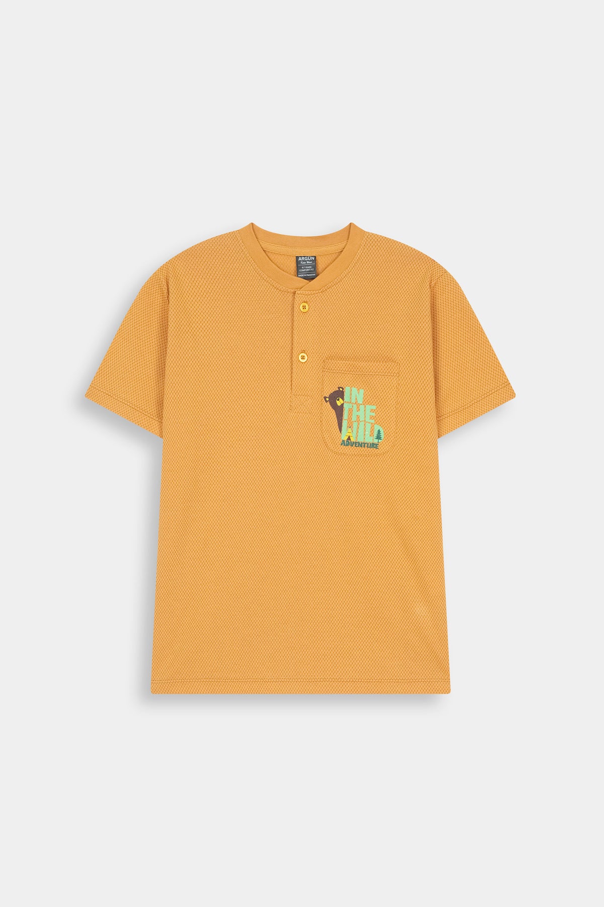 Boys' "In the Wild"  Bear Graphic Henley – Mustard Gold