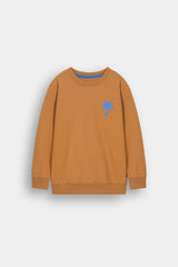 Kids Camel Brown Beach Printed Tracksuit