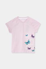 Girl Top Pink Butterfly  With Trouser Pair