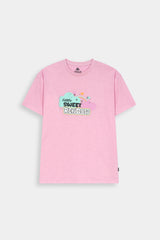 Girls "Sweet  Rainbow" Crew Tee – Candy Pink With  Sea Green Tights