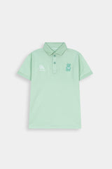 Kids' Argun Athletic  Polo – Sage Mint  with Graphic Chest  Detail