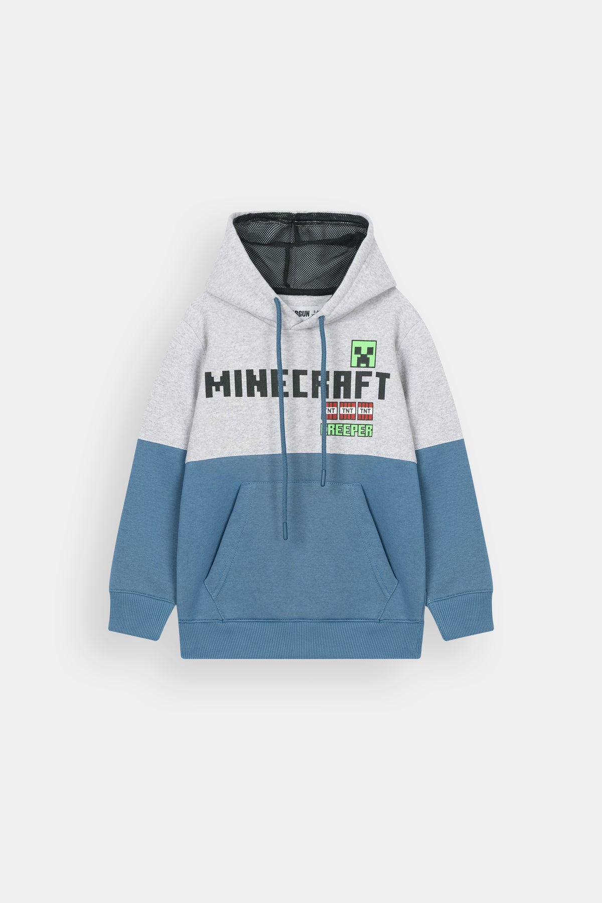 Kids Minecraft Printed Kids Hoodie – Blue -Lt Gray | 100% Cotton Fleece