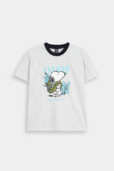 Kids' Heather Grey  Ringer Tee with  Snoopy Graphic