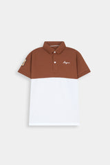 The Argun Signature  Color-Block Polo –  Brown/White