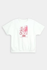 White & Maroon  "Little Bear" Graphic  Co-ord Set