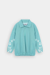 Girls Polo Color Turtle Printed Aqua  Track Suit