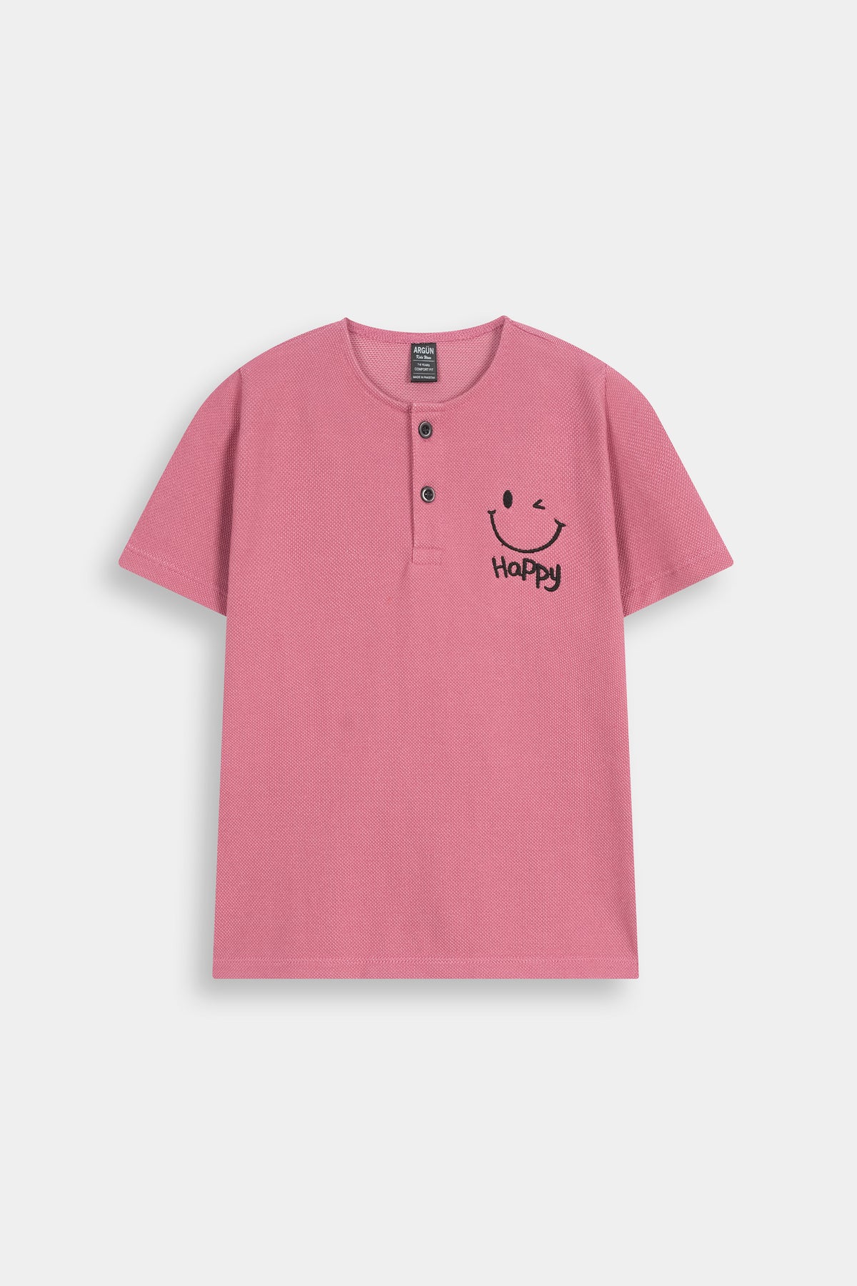 Kids' Rose Pink  Textured Knit Henley  Shirt