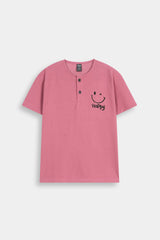 Kids' Rose Pink  Textured Knit Henley  Shirt