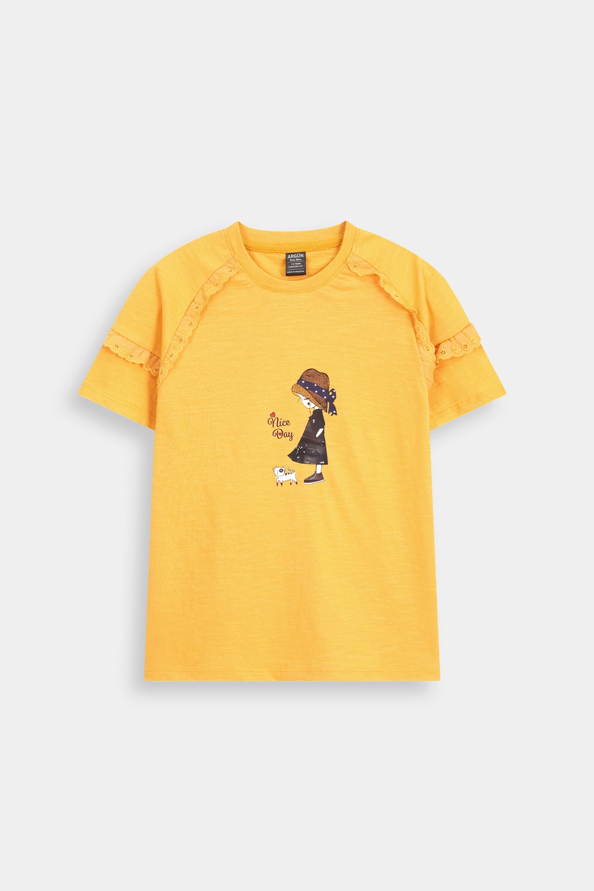 "Nice Day" Graphic  Tee with Eyelet  Sleeve Detail