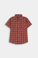 Classic Red Check  Casual Shirt For Kids