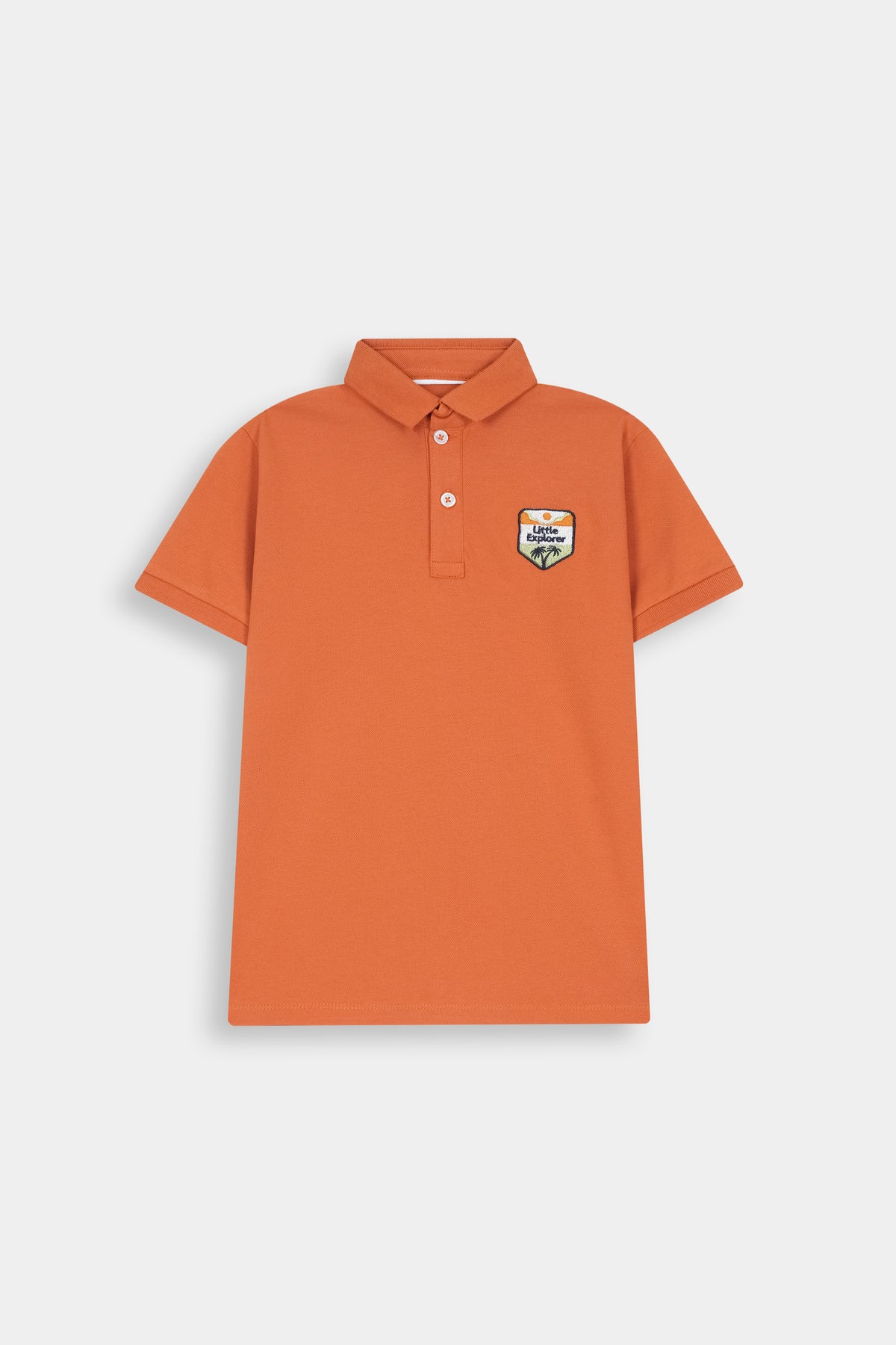 Boys' "Never Give  Up" Mountain  Graphic Polo – Rust  Brown