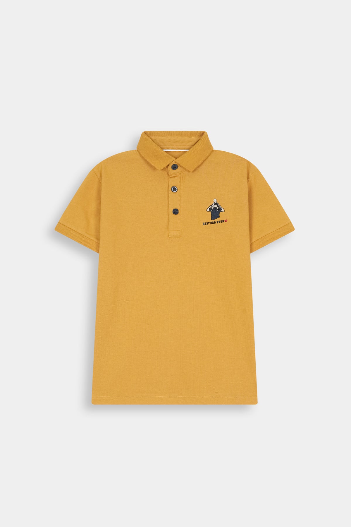 Mustard Yellow  "Best Dad Ever" Polo  Shirt For Boys