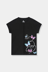 Girls Top Black & Grey Butterfly With Trouser Pair