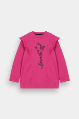 Soft DK-Pink Loungewear Set - Butterflies & Ruffled Shoulders