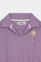 Girls Polo Color Palm Tree Printed Purple Track Suit