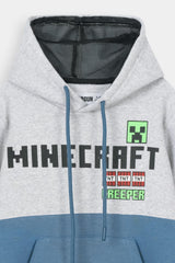 Kids Minecraft Printed Kids Hoodie – Blue -Lt Gray | 100% Cotton Fleece