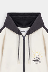 Zipper Charcaol Linen Off White Kids Fleece Tracksuit – 100% Premium Winter Fleece