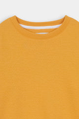 Kids Yellow Textured Jacquard Knit Tracksuit