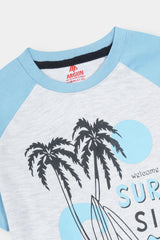 Boy T-Shirt White- Blue Surf Side Pair Shorts