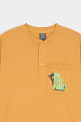 Boys' "In the Wild"  Bear Graphic Henley – Mustard Gold