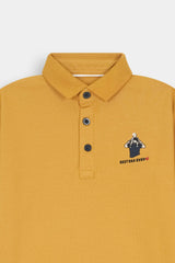 Mustard Yellow  "Best Dad Ever" Polo  Shirt For Boys