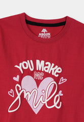 Girls Top Smile Heart Red