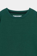 Kids Textured Quilted  Tracksuit -Green