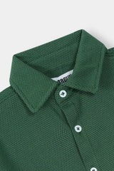 Boys Green Casual Shirt Half Sleeve
