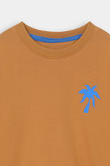 Kids Camel Brown Beach Printed Tracksuit
