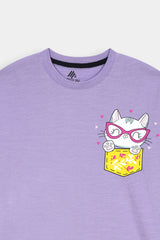 "Smarty Cat" Pocket  Tee – Soft Lilac &  Sunshine Yellow  Tights