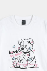 Girls' White Graphic  Tee and Heather Blue  Pants Set